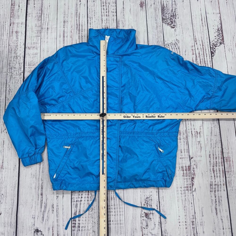 Powderhorn USA Vintage 80s Ski Windbreaker Jacket Women 8 Blue Nylon Gorpcore - Picture 7 of 8